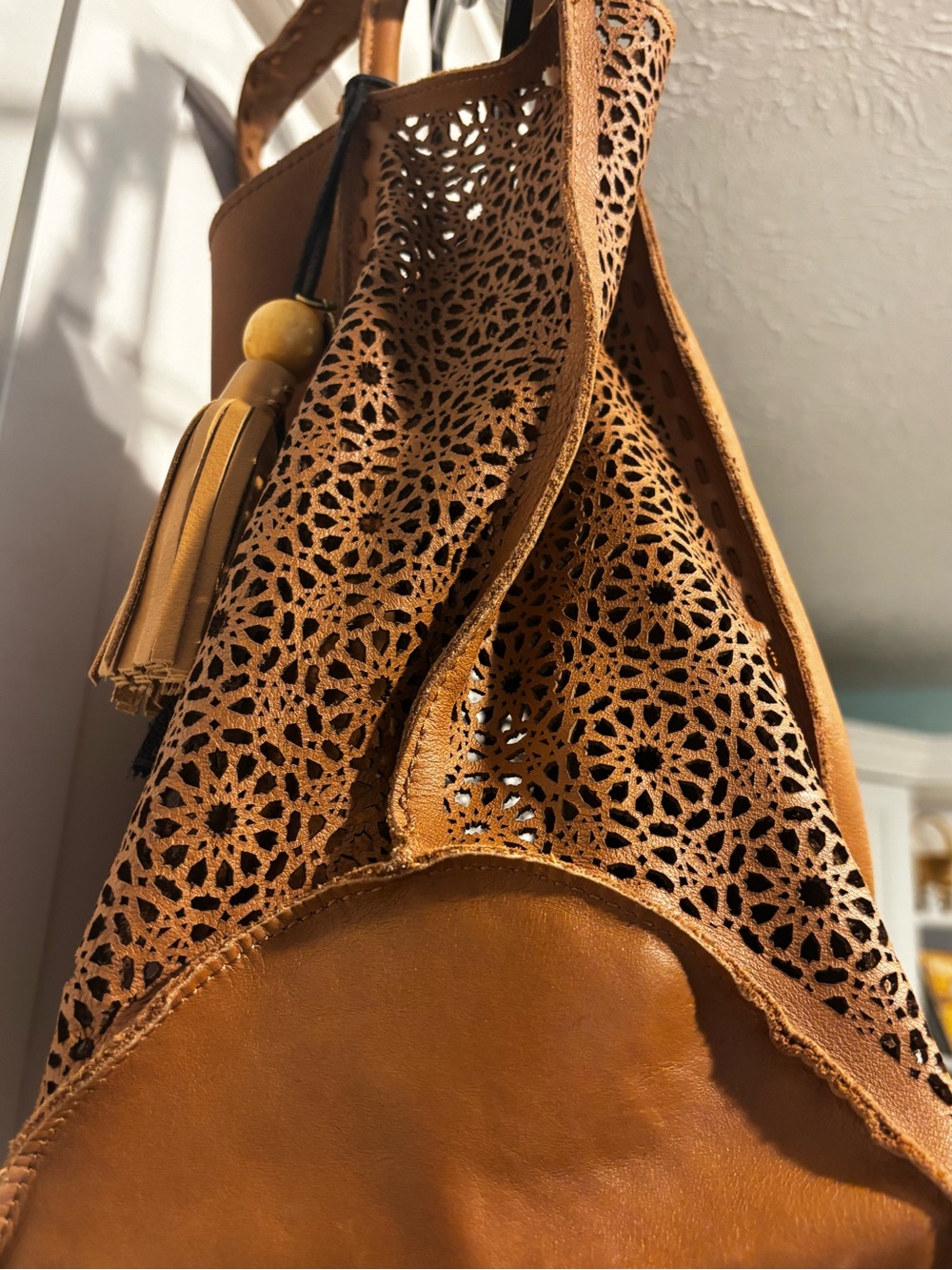The Sak Laser-Cut Leather Hobo in Cognac - Picture 5 of 10